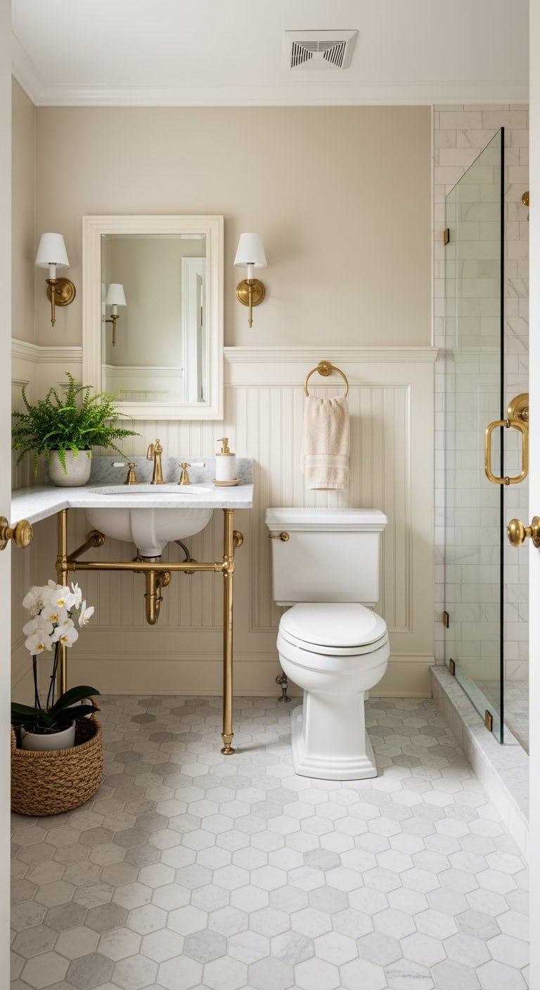 colonial ivory paneled bathroom