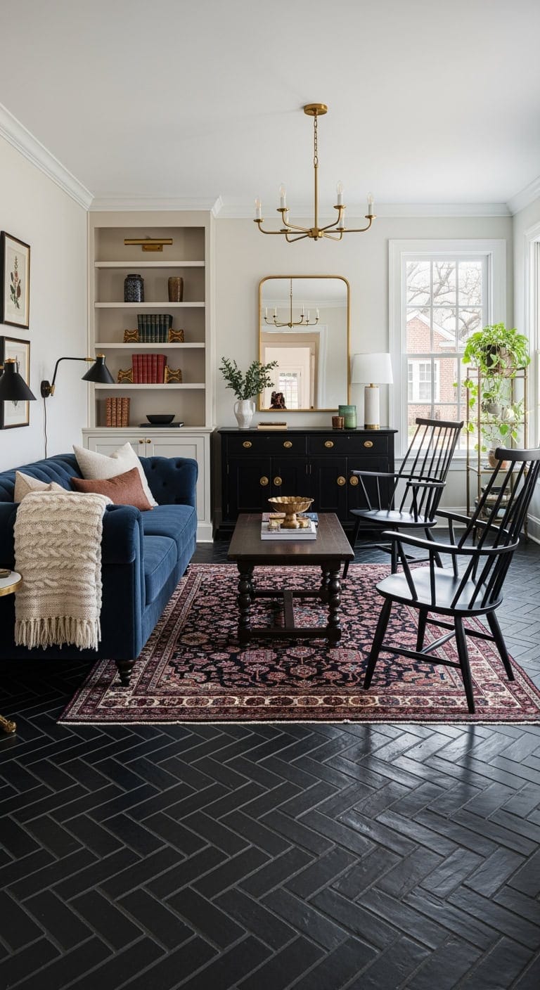 colonial revival with brass