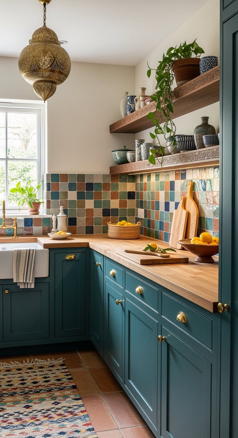 colorful moroccan zellige backsplash