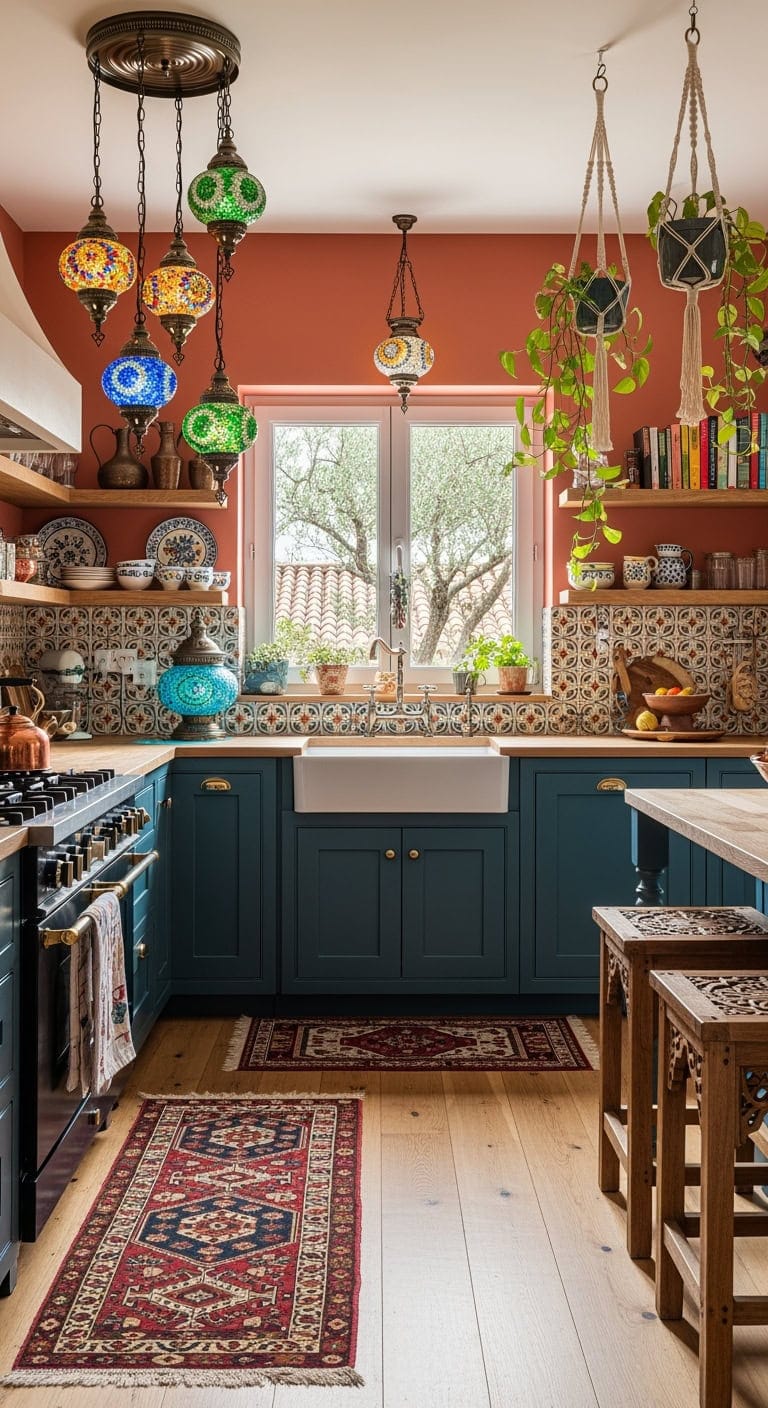 colorful mosaic bohemian kitchen