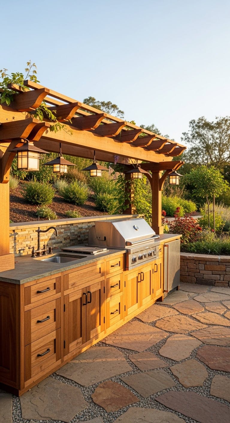 compact craftsman outdoor kitchen