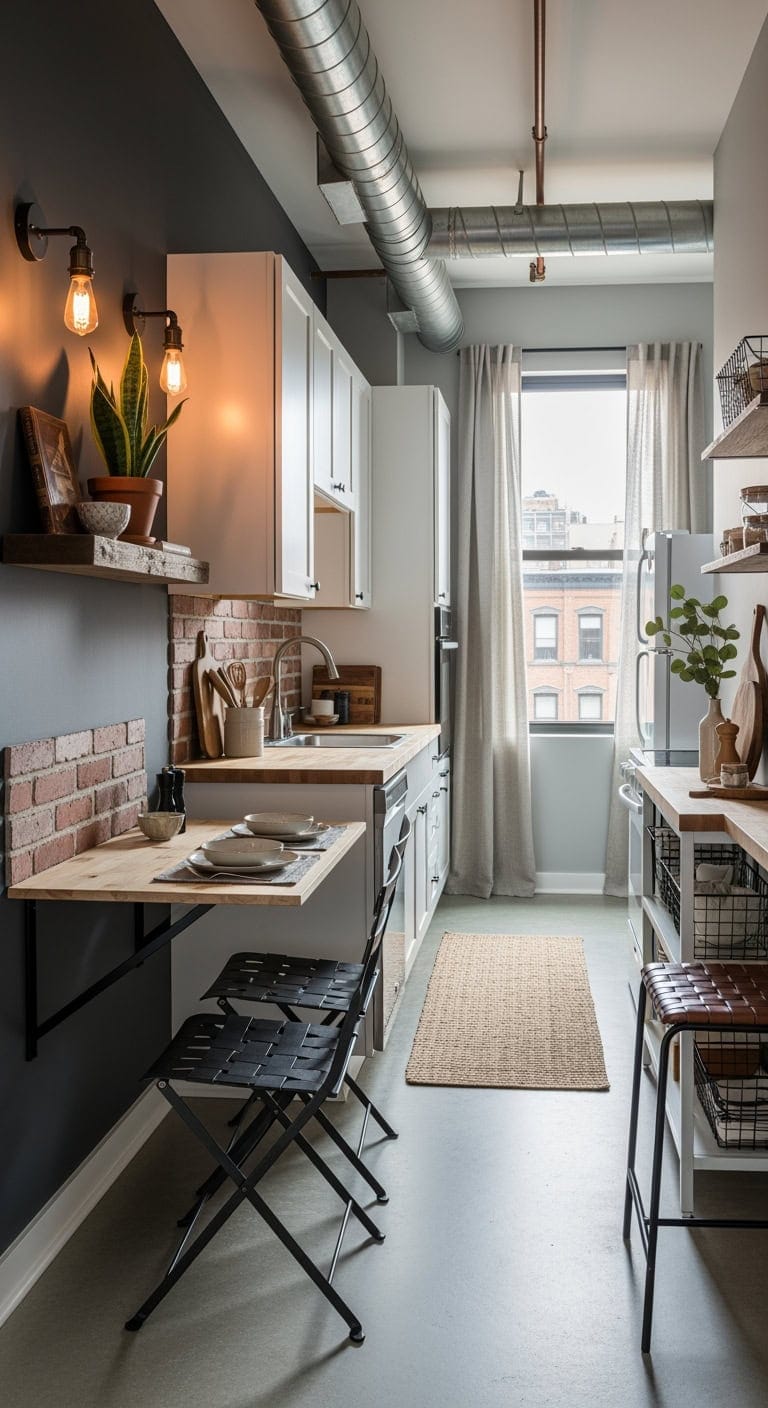 compact industrial fold down dining