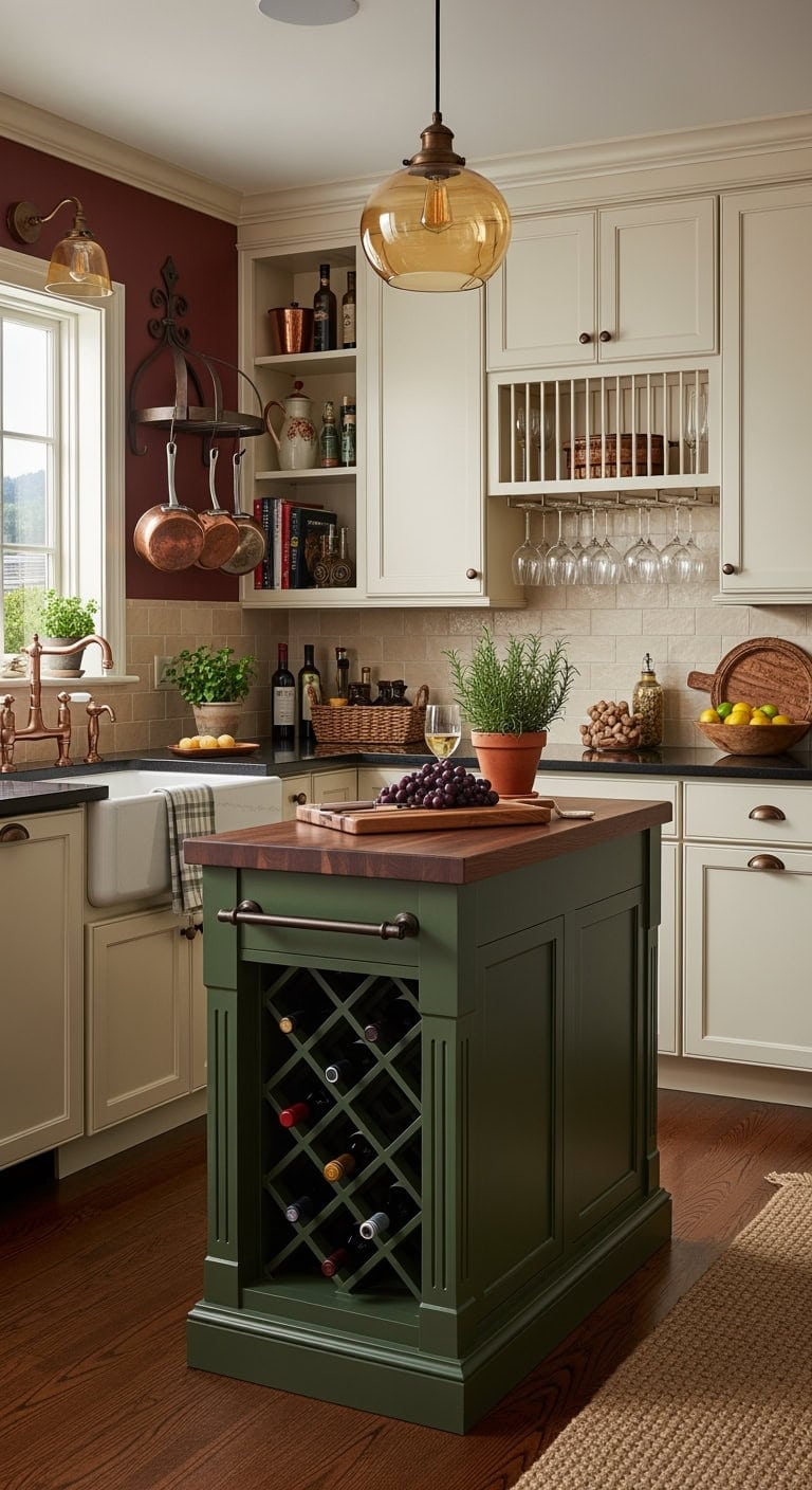 compact wine storage kitchen island