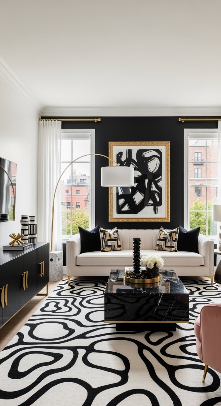 contemporary black white gold