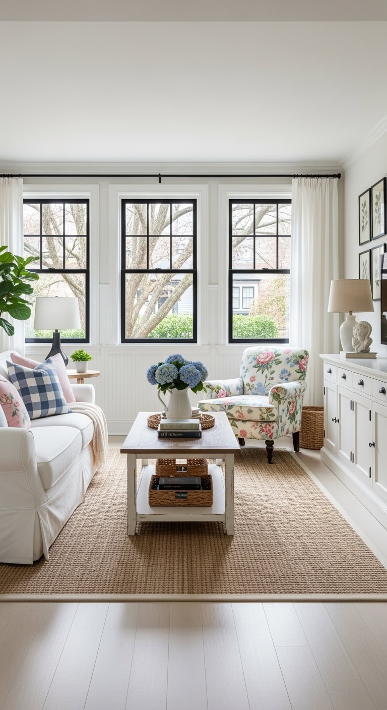 cottage black trim floral charm