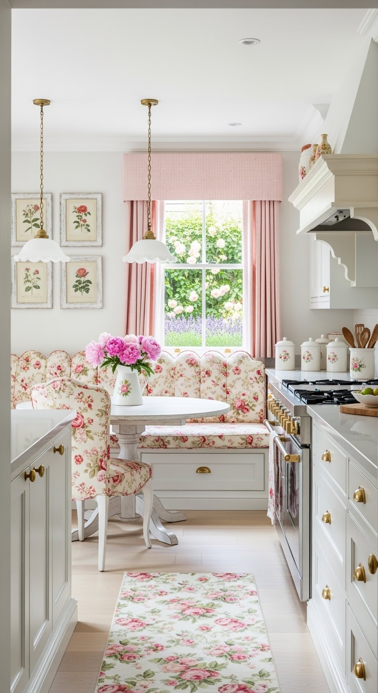 cottage core floral breakfast nook