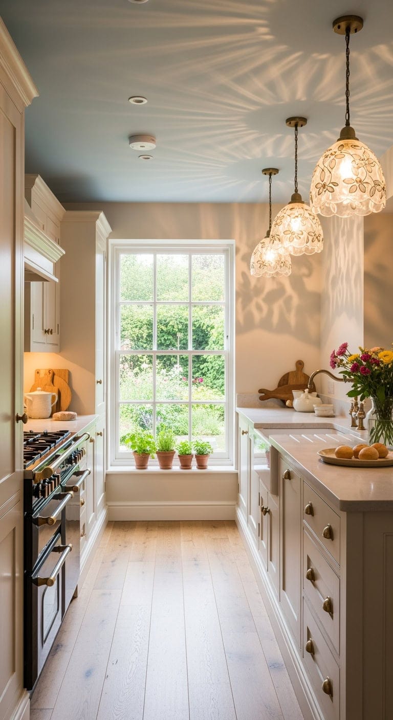 cottage style floral glass pendants