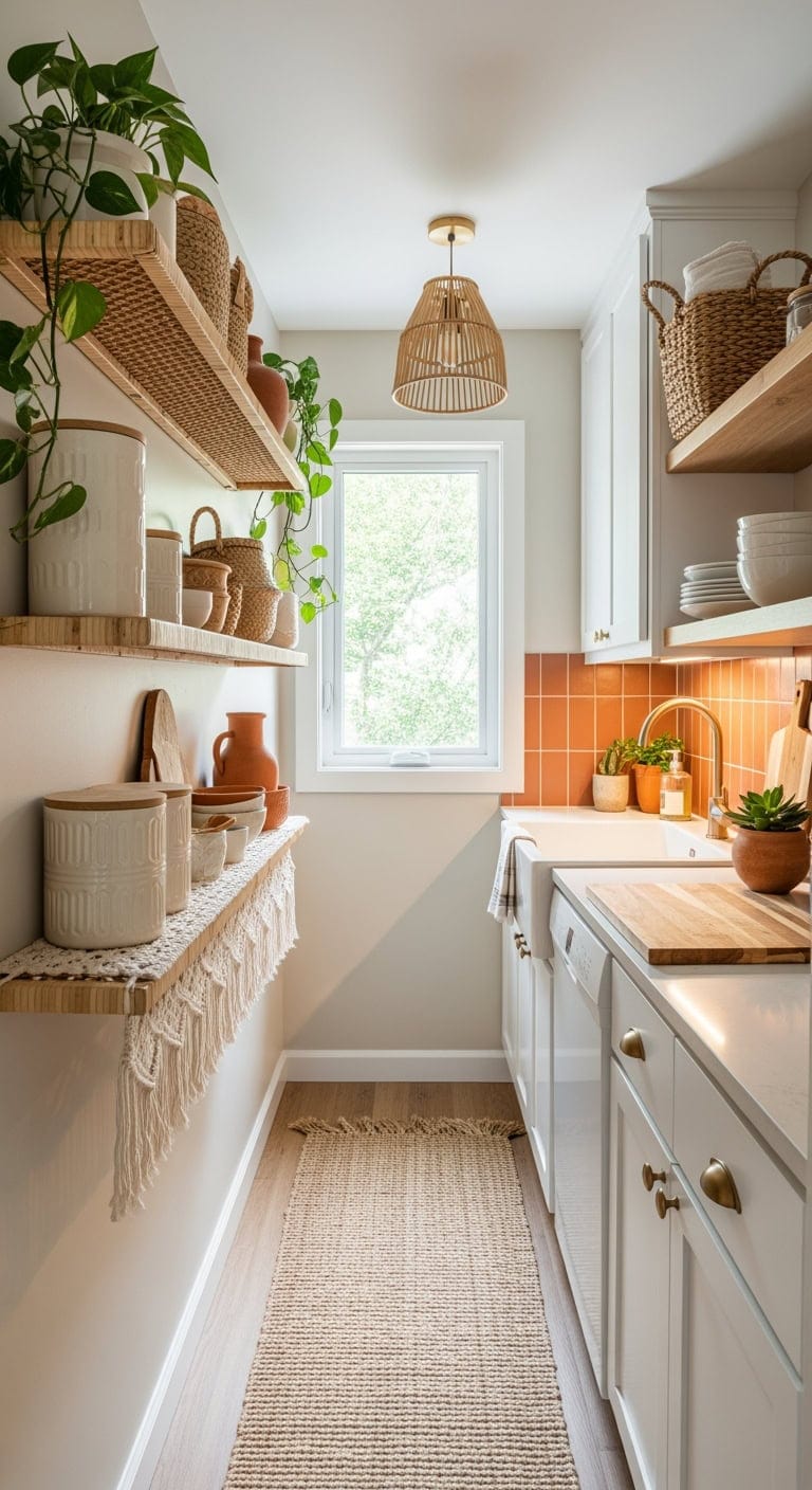 cozy compact boho shelving