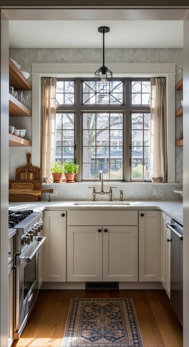 cozy craftsman grid kitchen