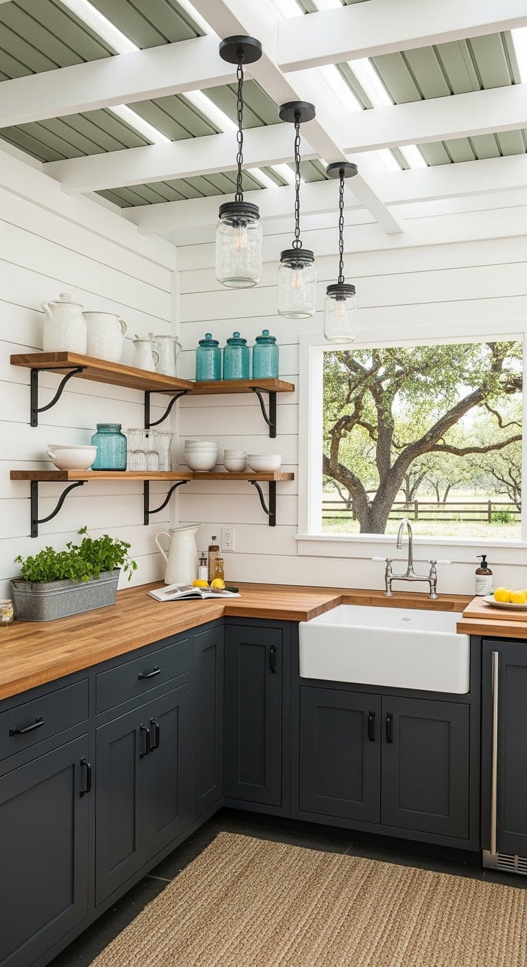 cozy farmhouse backyard kitchen