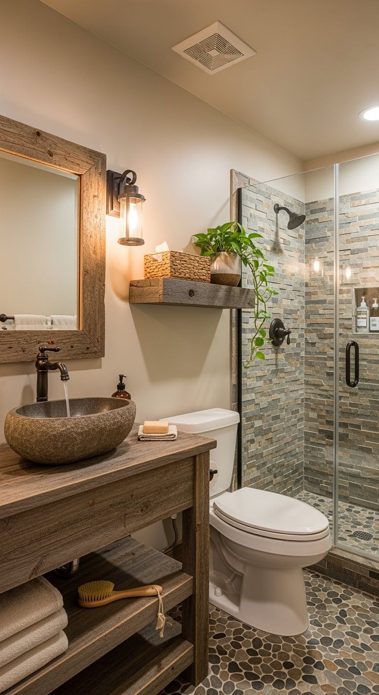 cozy reclaimed wood bathroom