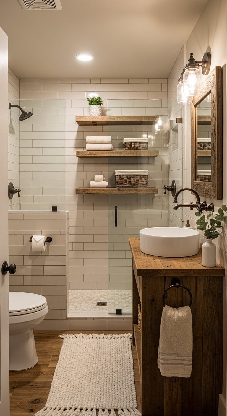 cozy reclaimed wood bathroom