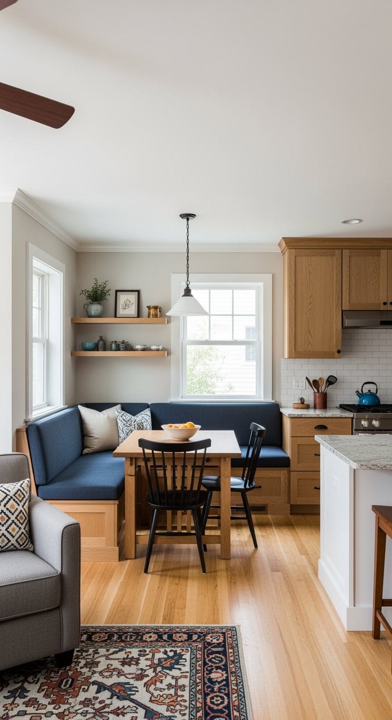 craftsman built in banquette dining
