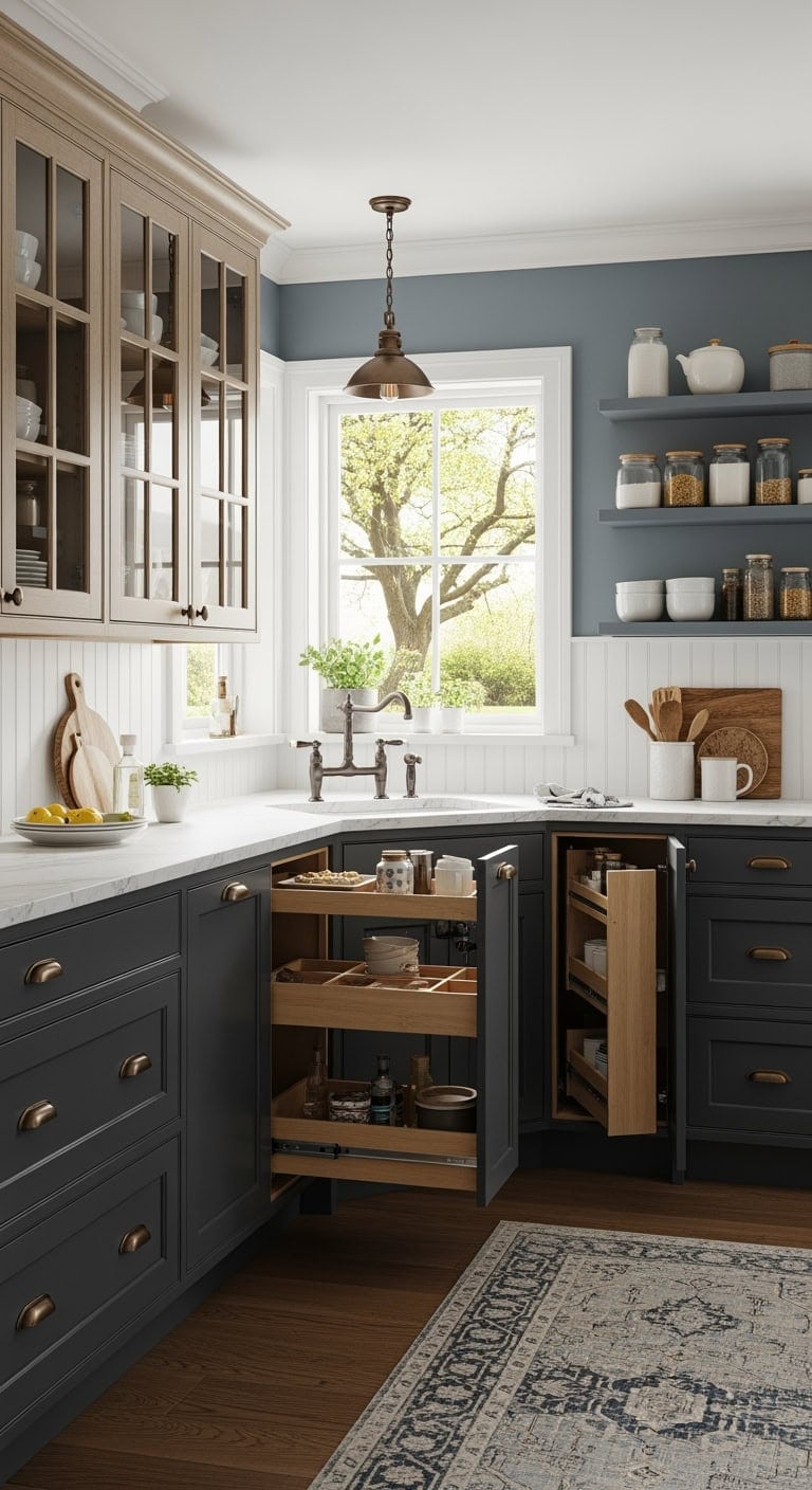 craftsman built in corner pantry