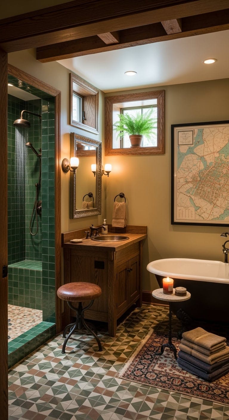 craftsman built in wooden niche