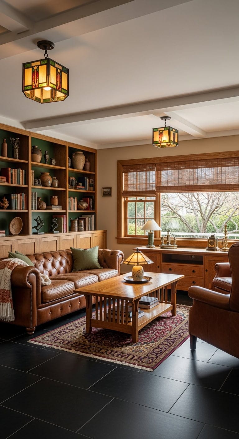 craftsman bungalow warm library