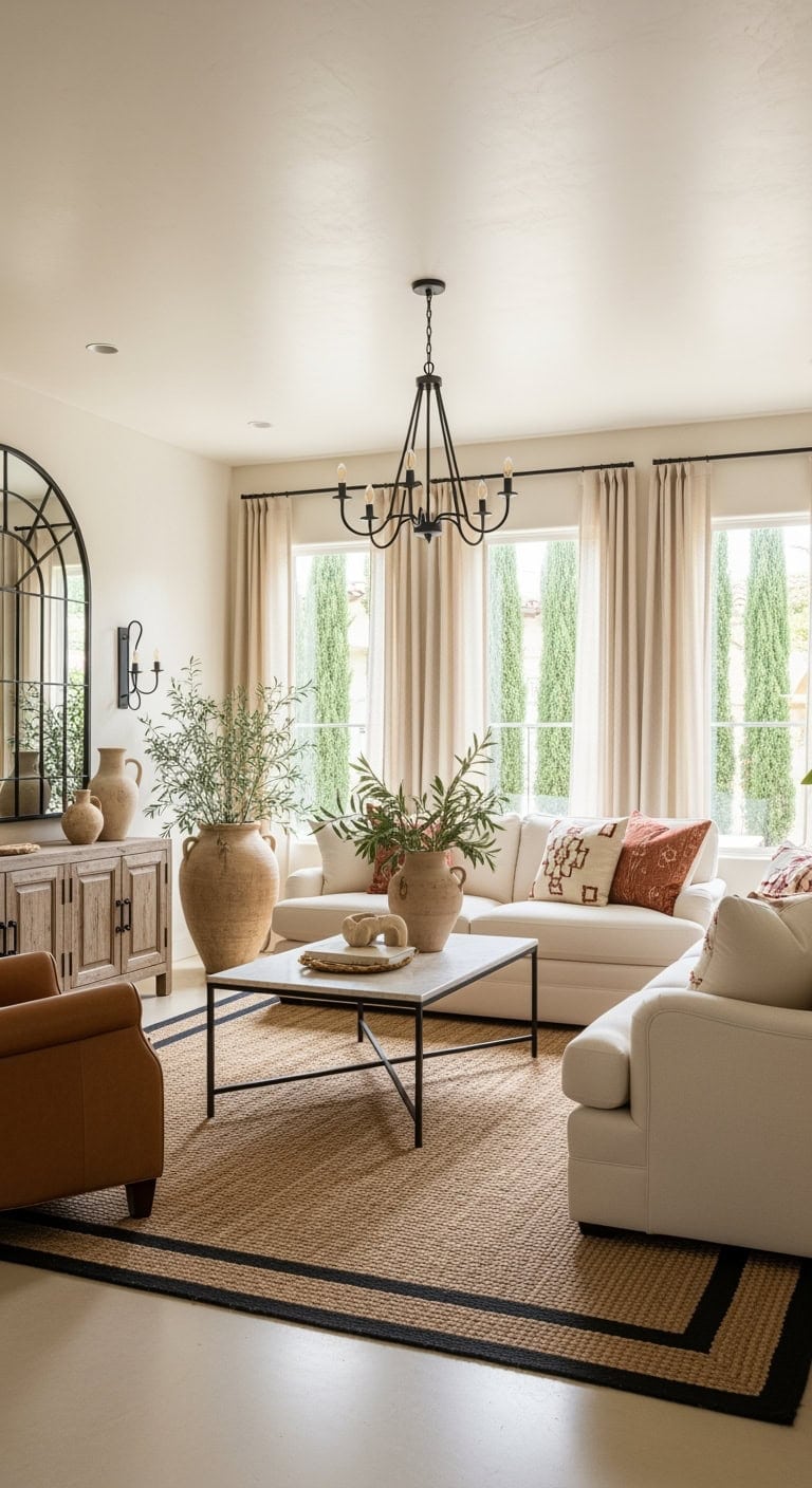 cream stucco black iron