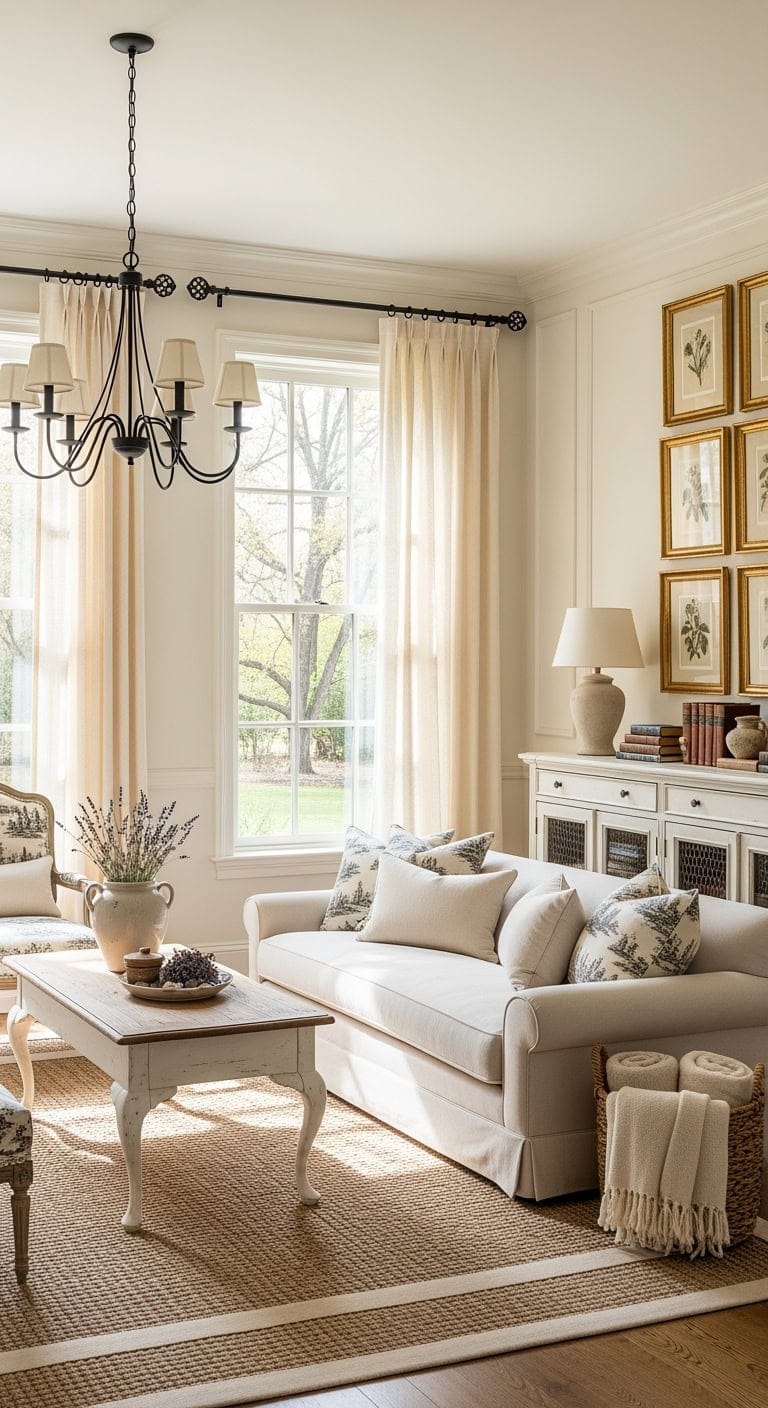 cream toile french country