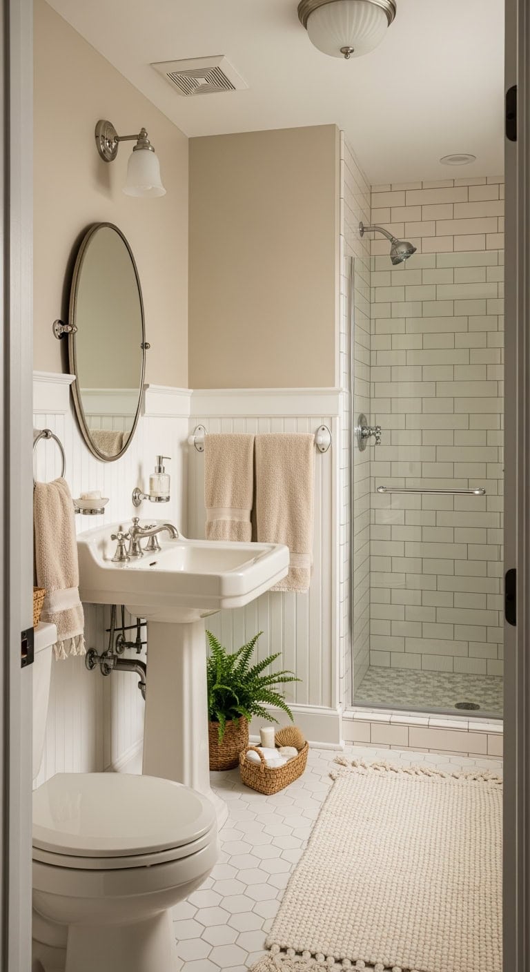 creamy cottage beadboard bathroom