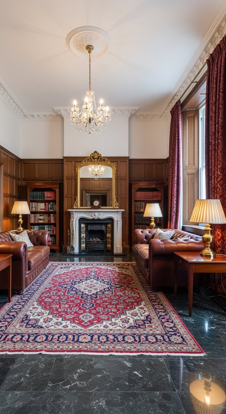 crown molded black marble elegance