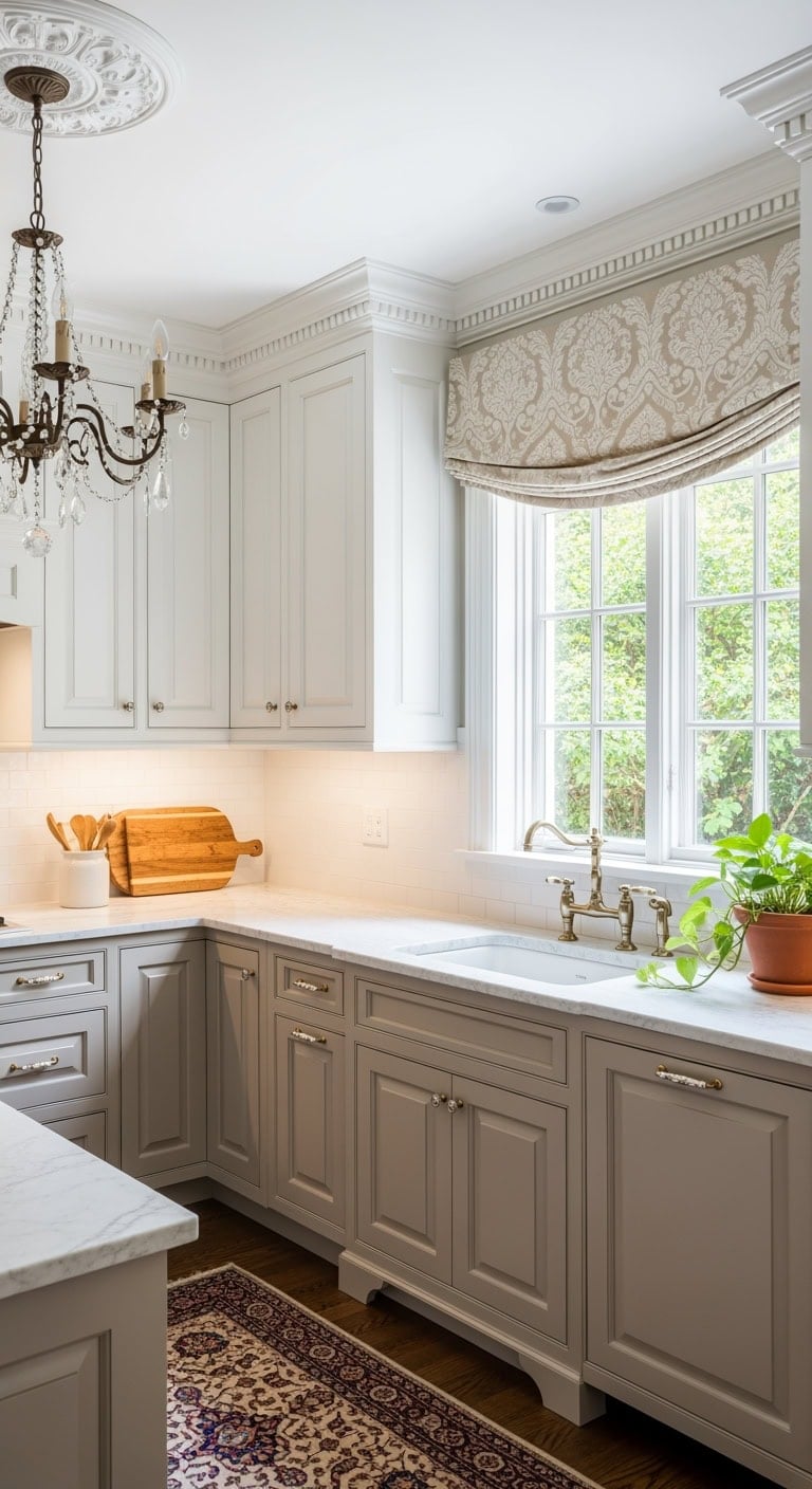 crown molded elegant intimate kitchens