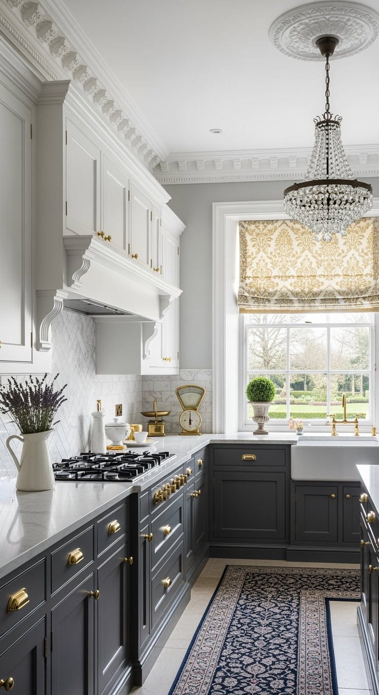 crown molding elevates small kitchens