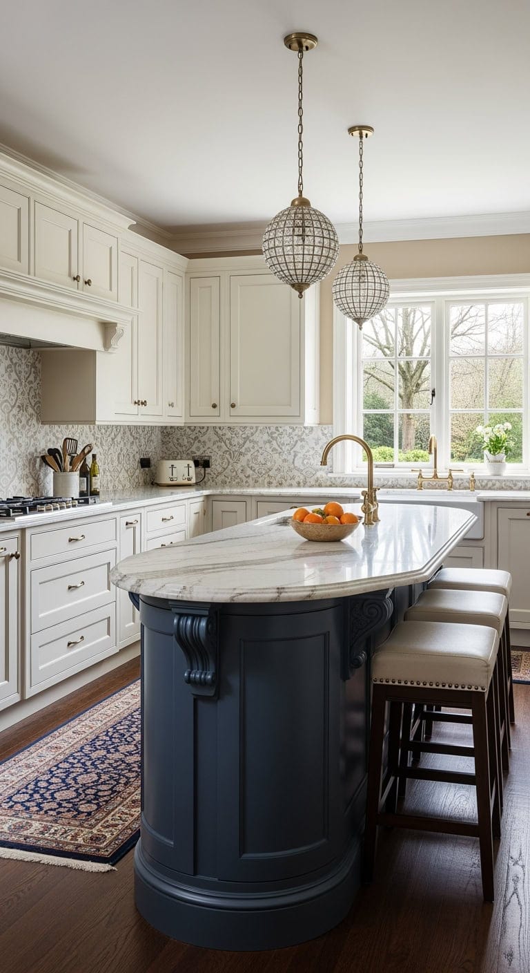 curved peninsula traditional elegance