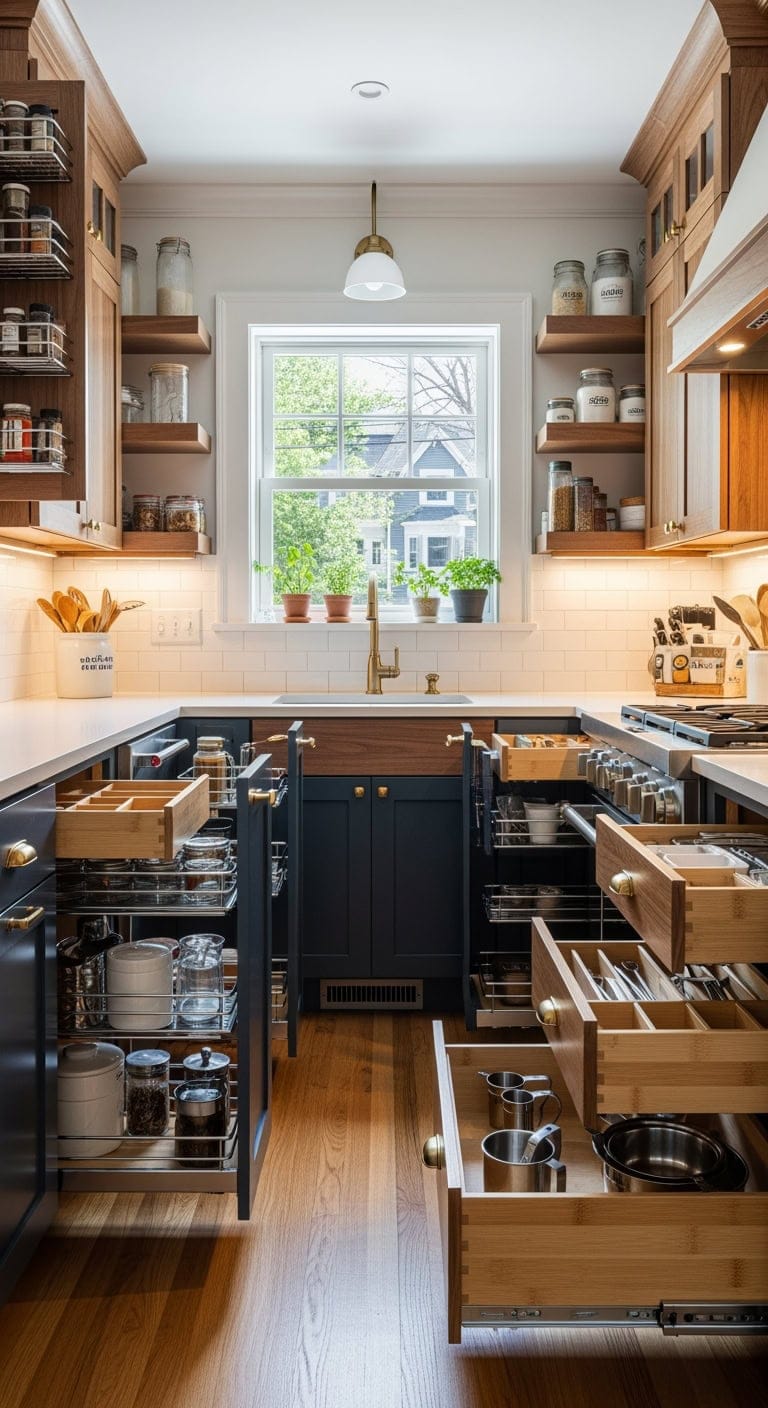 custom storage maximizes kitchens
