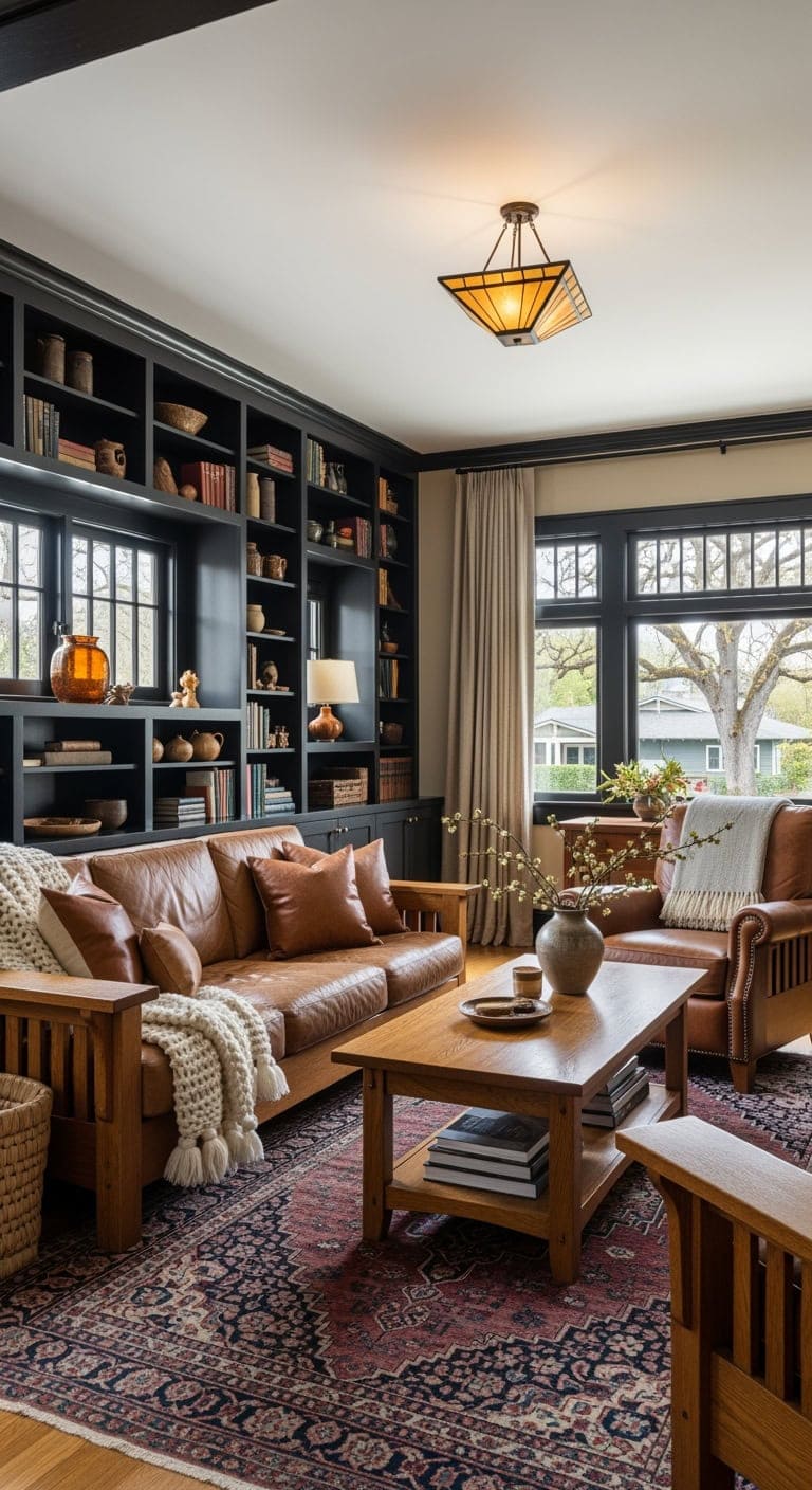 dark craftsman built in library