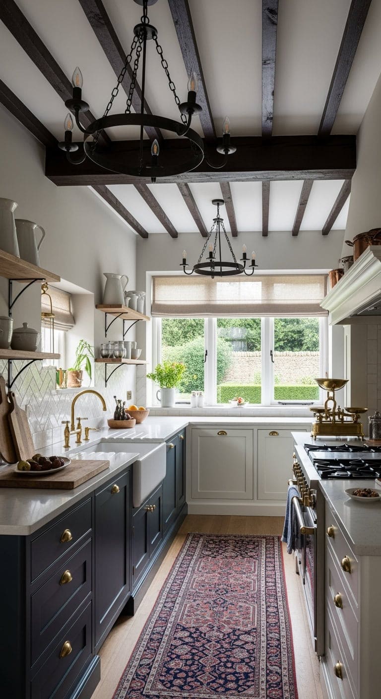 dark stained beams english manor