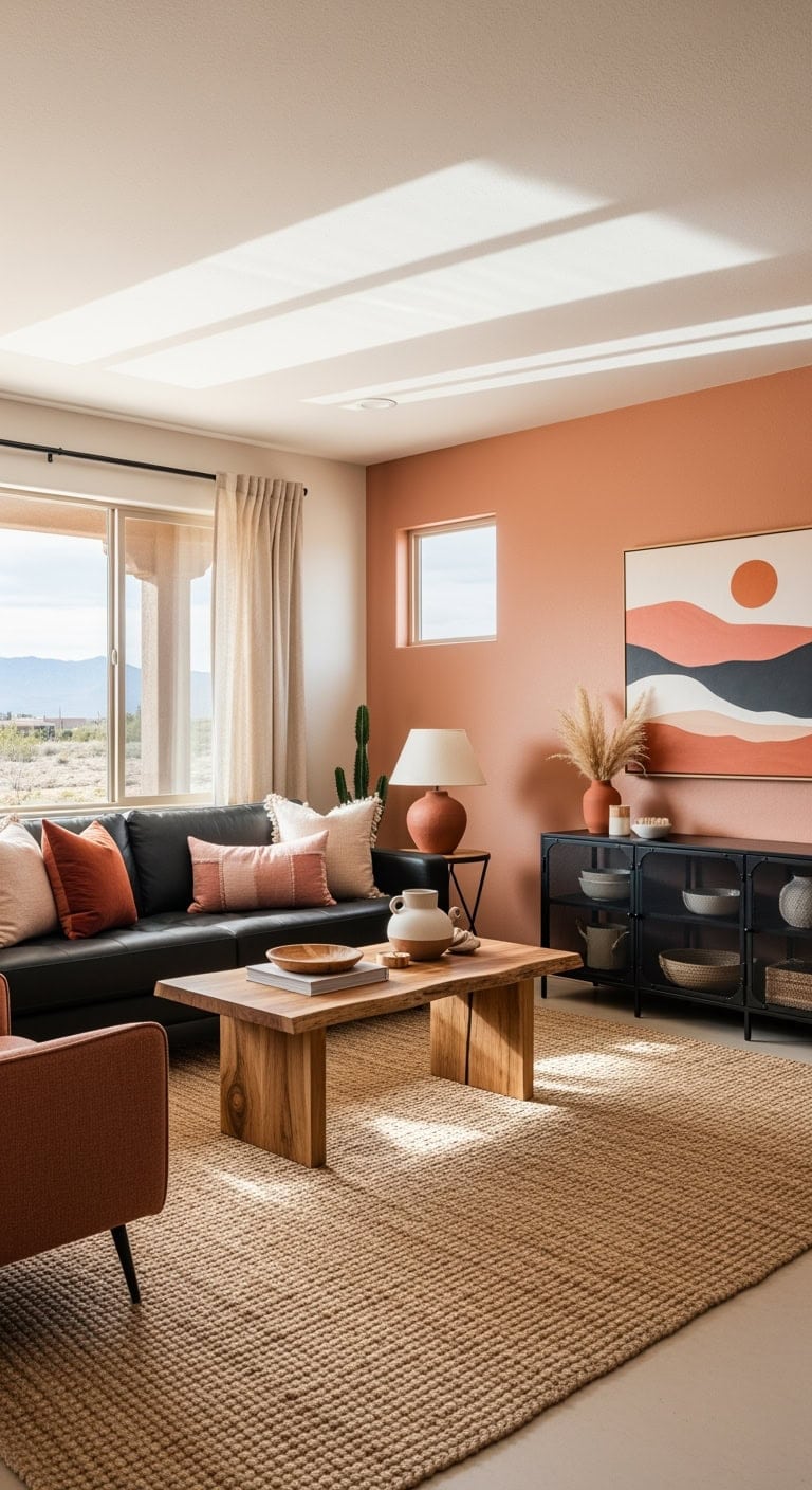 desert modern terracotta black sofa