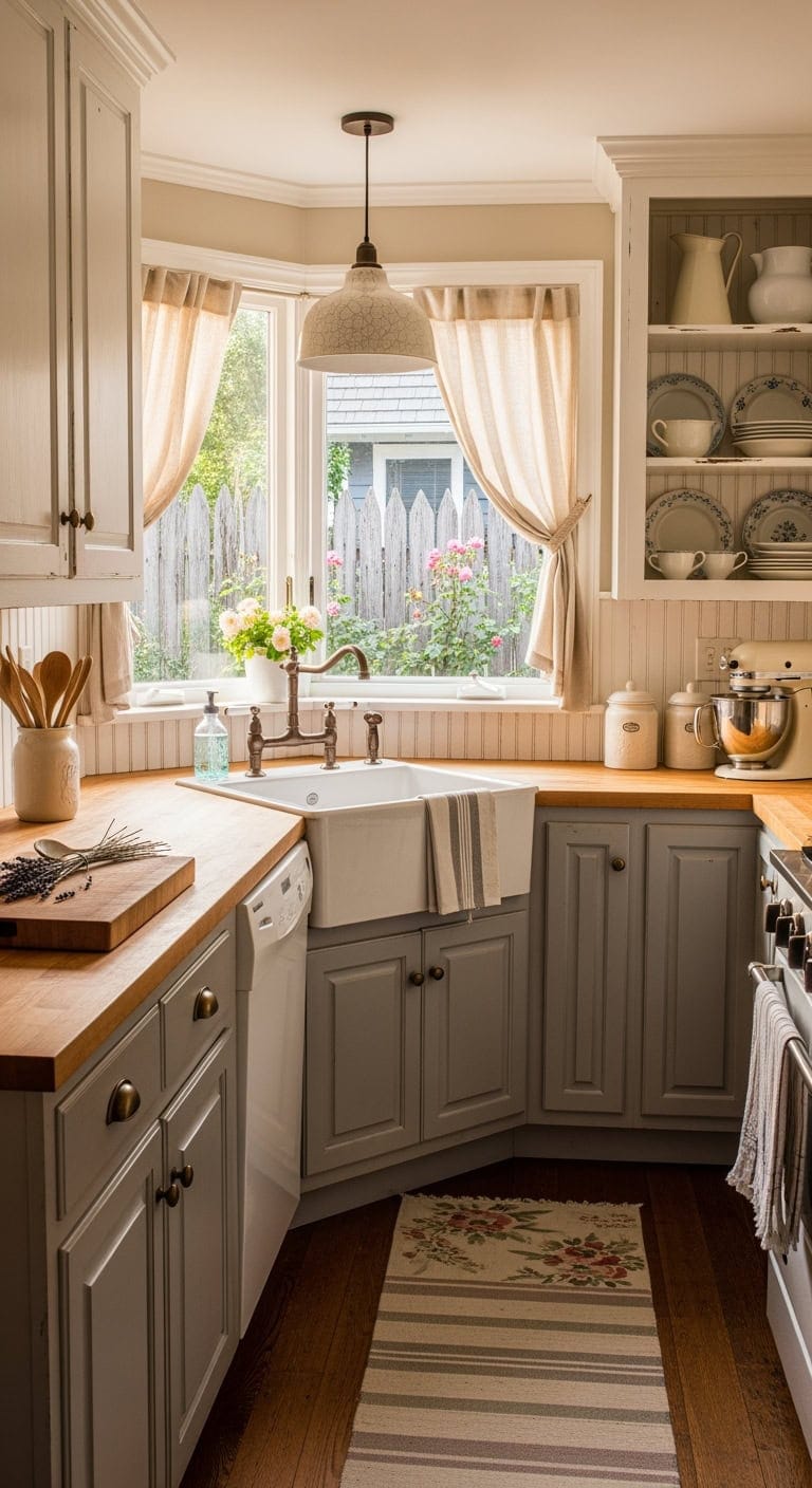 distressed french cottage kitchen