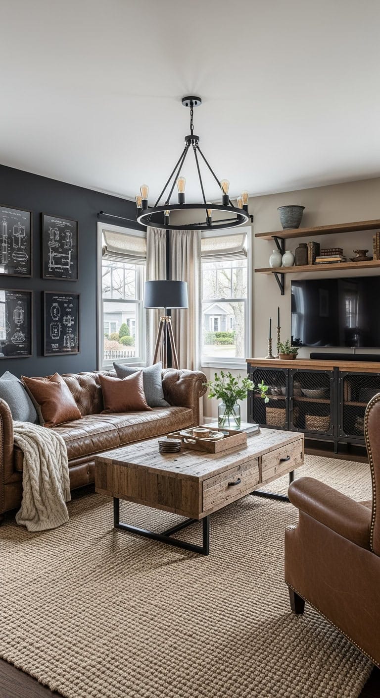 distressed leather industrial farmhouse