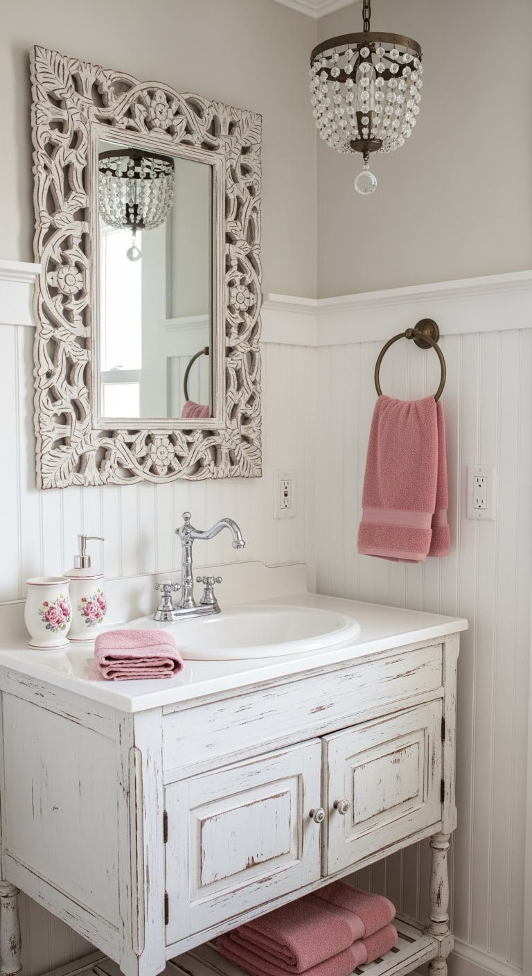distressed pastel vintage bathroom charm