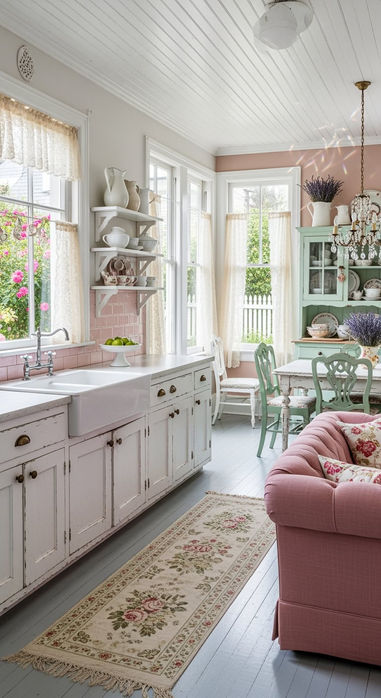 distressed vintage pastel cottage