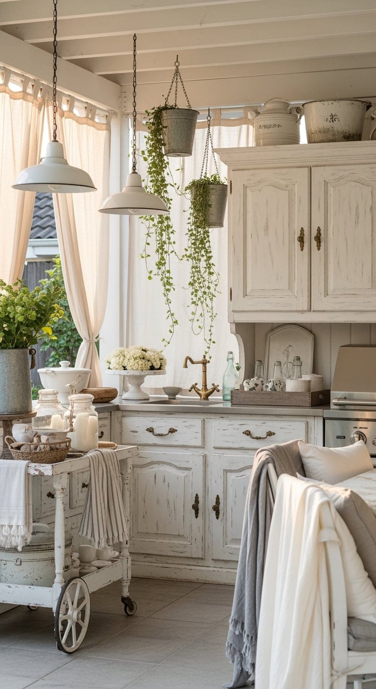 distressed white vintage backyard