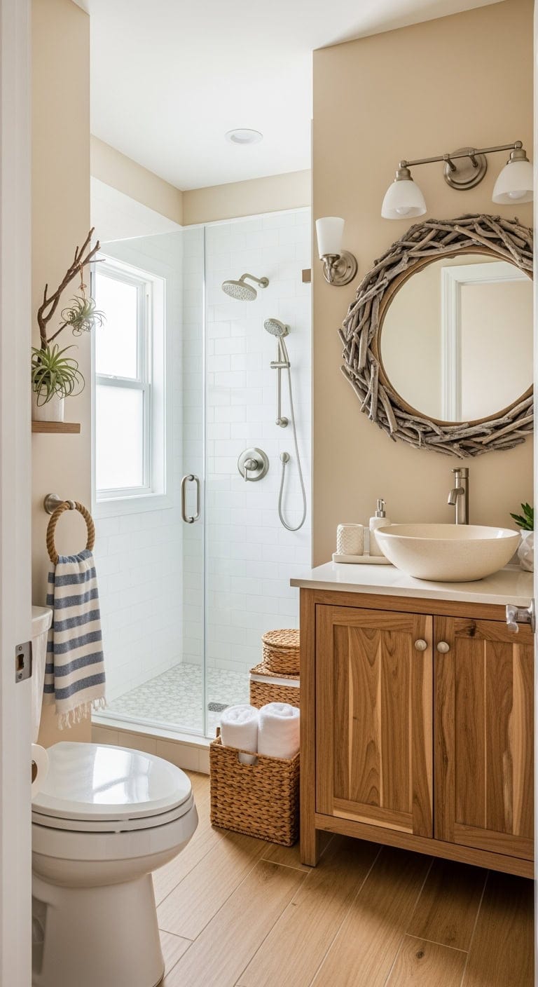 driftwood coastal sandy bathroom