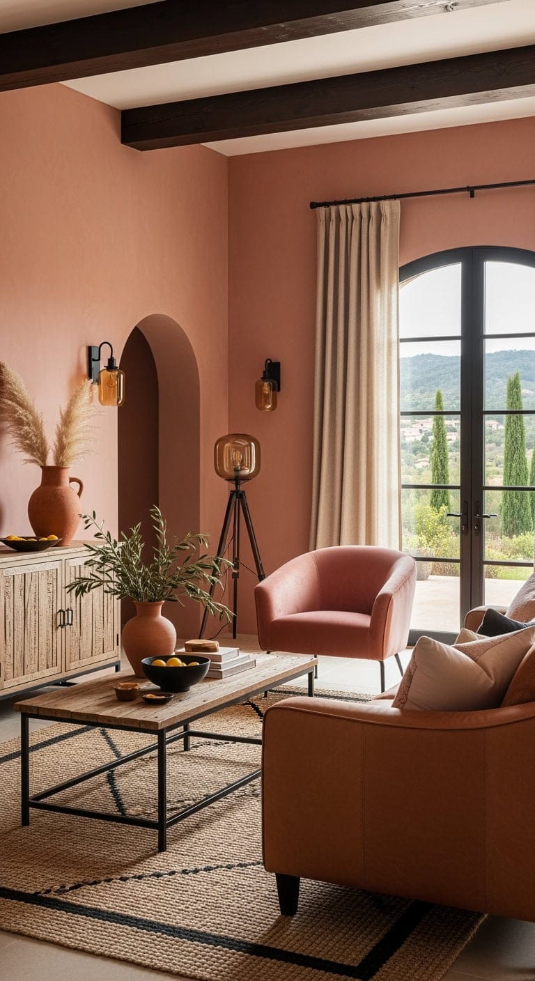 dusty rose mediterranean villa vibe