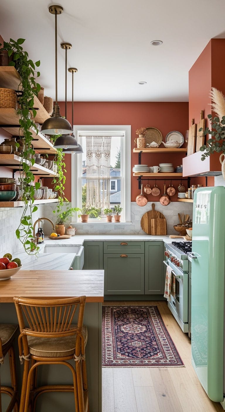 eclectic boho kitchen display