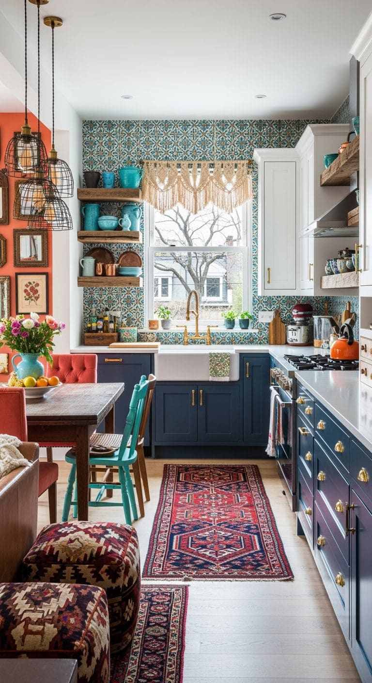 eclectic kitchen bold mixed textures