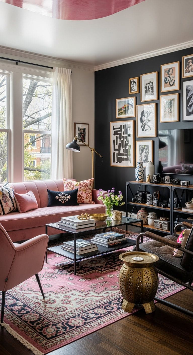 eclectic pink black vintage mix