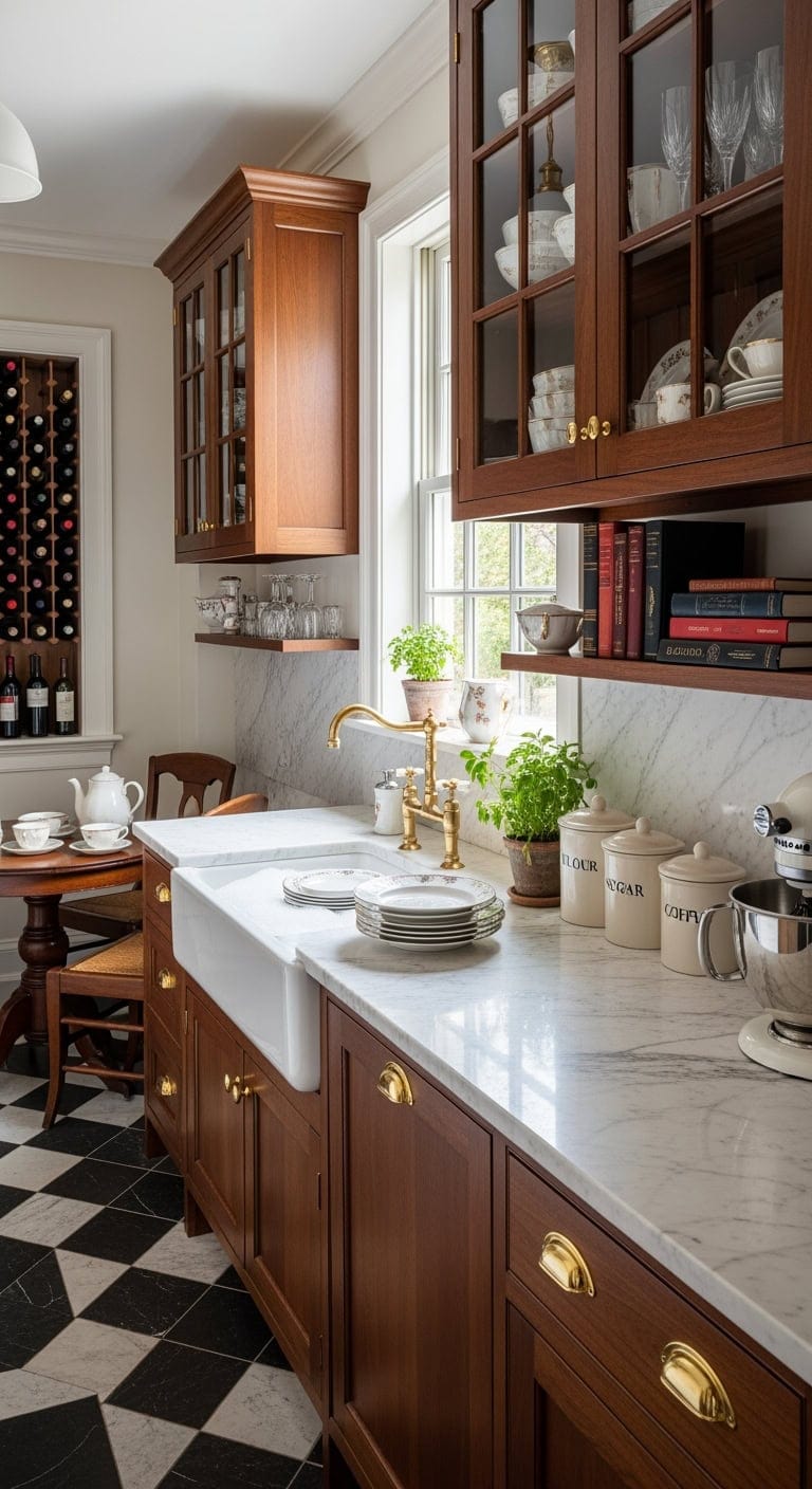 elegant narrow butler s pantry