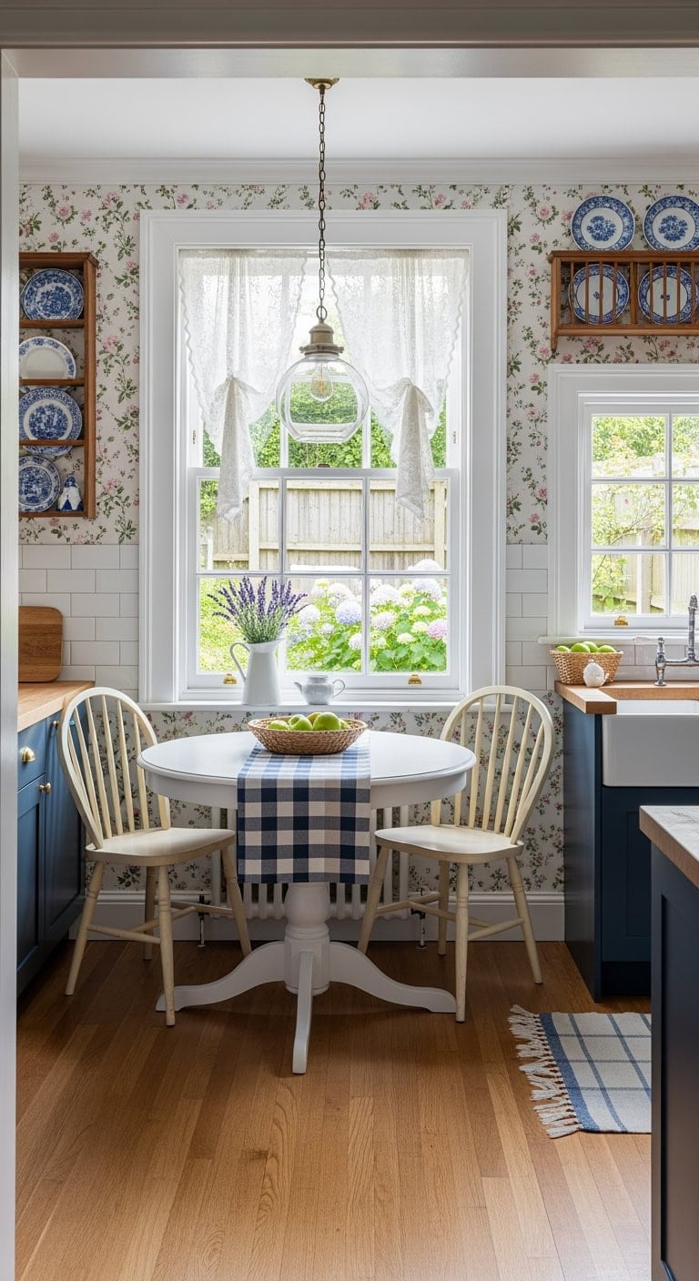 english cottage floral breakfast nook