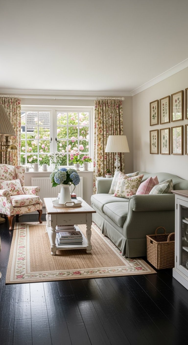 english cottage with black floors