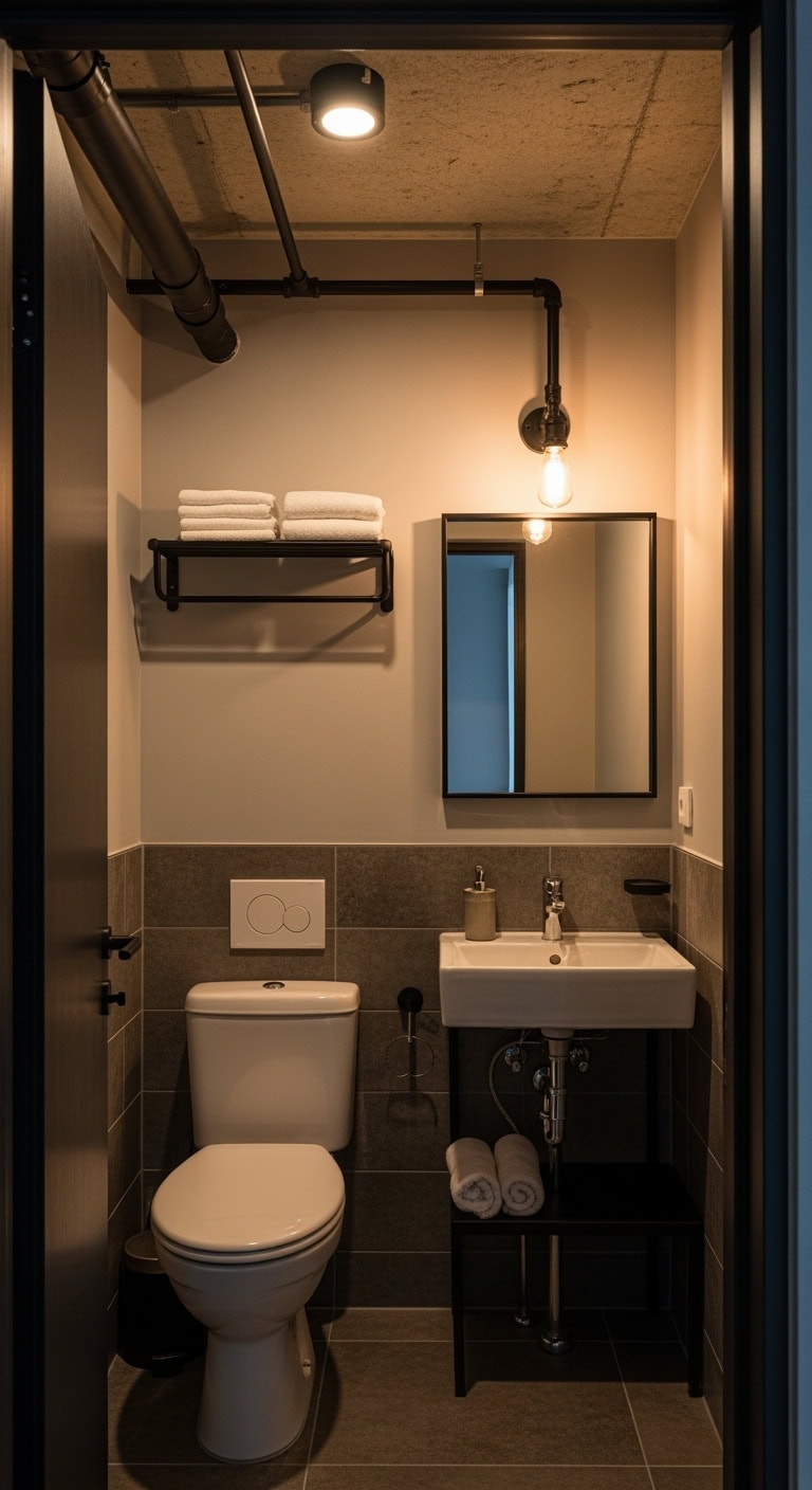 exposed painted pipes elevate ceiling