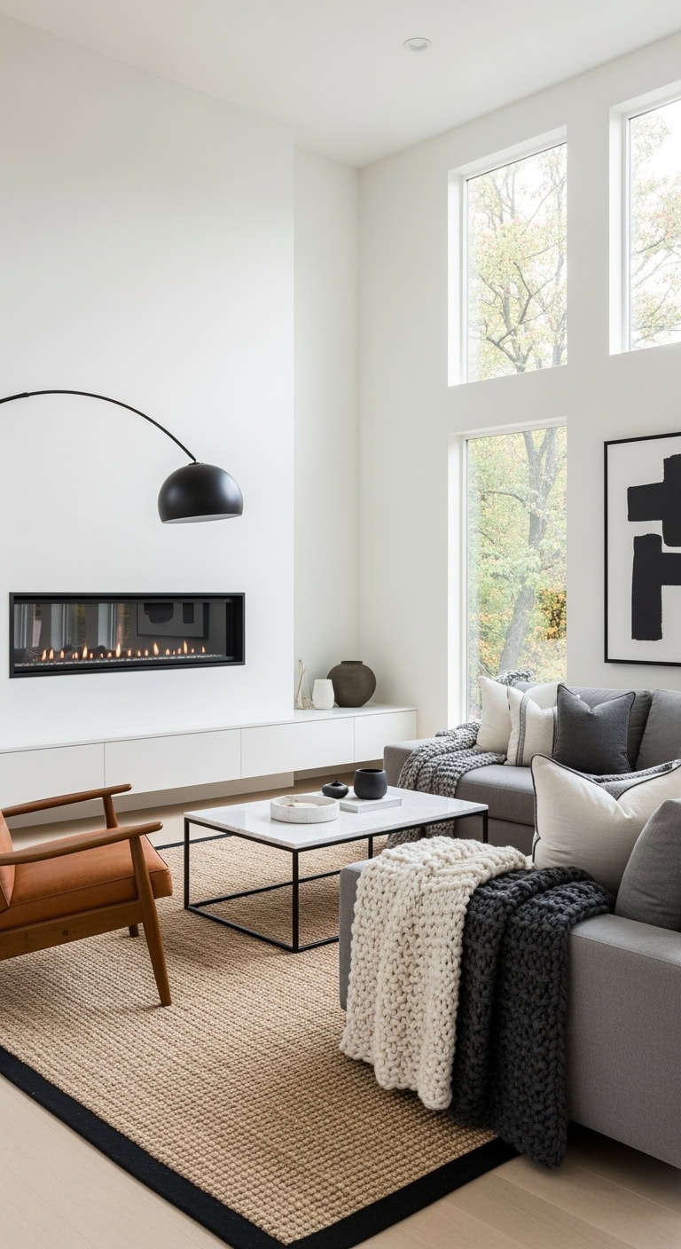 floating minimalist black fireplace