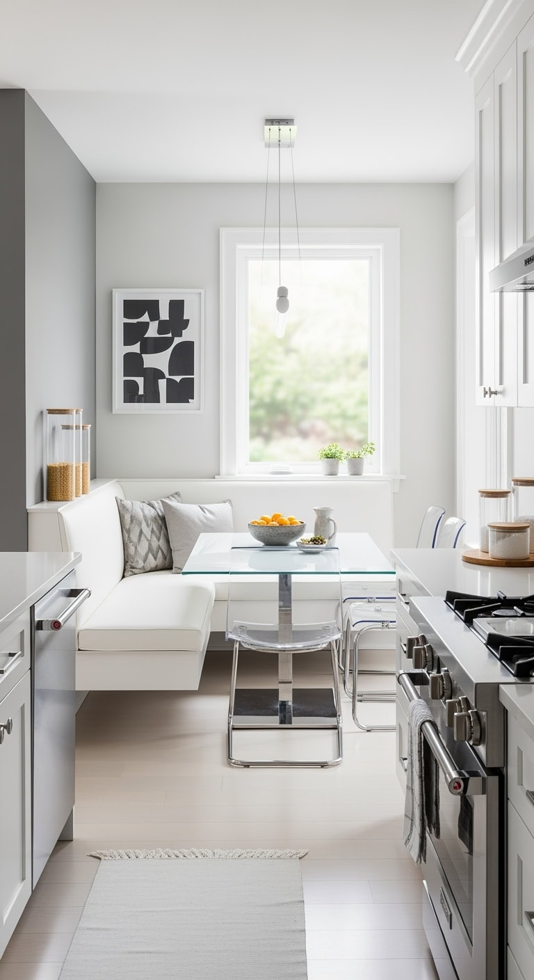 floating minimalist waterfall banquette