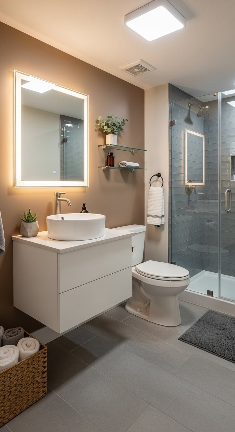 floating modern basement vanity