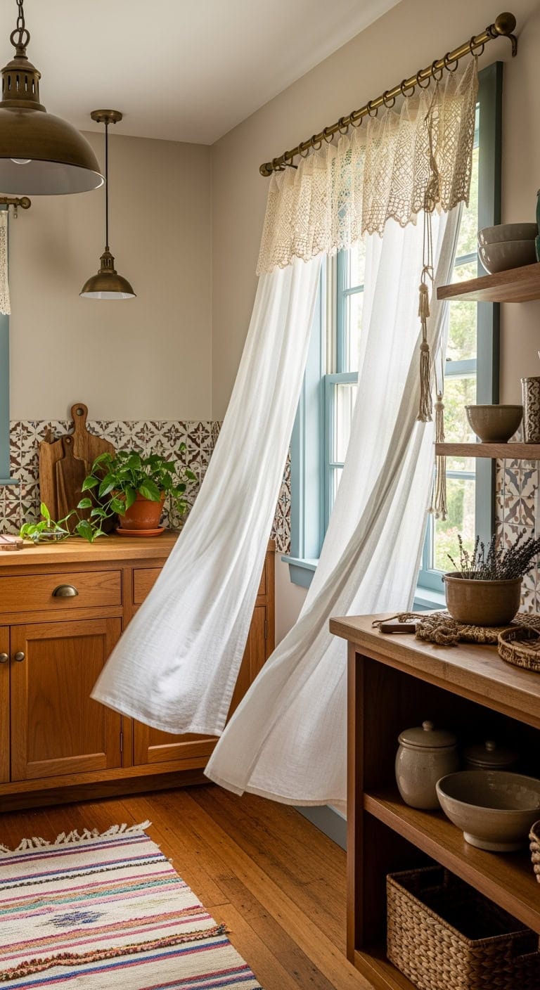 flowing boho kitchen curtains