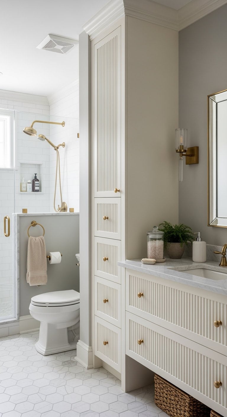 fluted neoclassical slim cabinet